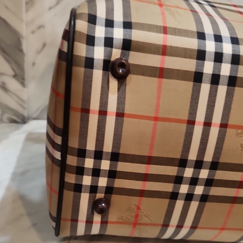 Burberry Tan and Brown Duffel  Travel Bag with Iconic Design - Picture 8 of 16